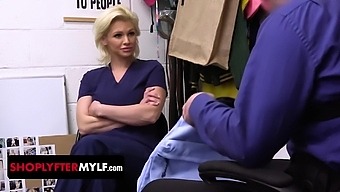 Busty Blonde Nurse Caught Shoplifting Gets Punished In The Security Office