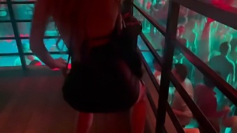 Attractive Blonde Woman Becomes Aroused While At A Nightclub